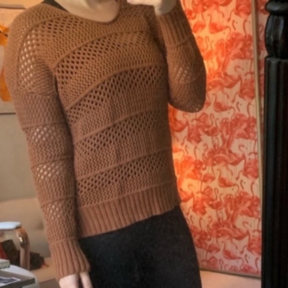 Universal Thread Burnt Orange Crocheted Pullover